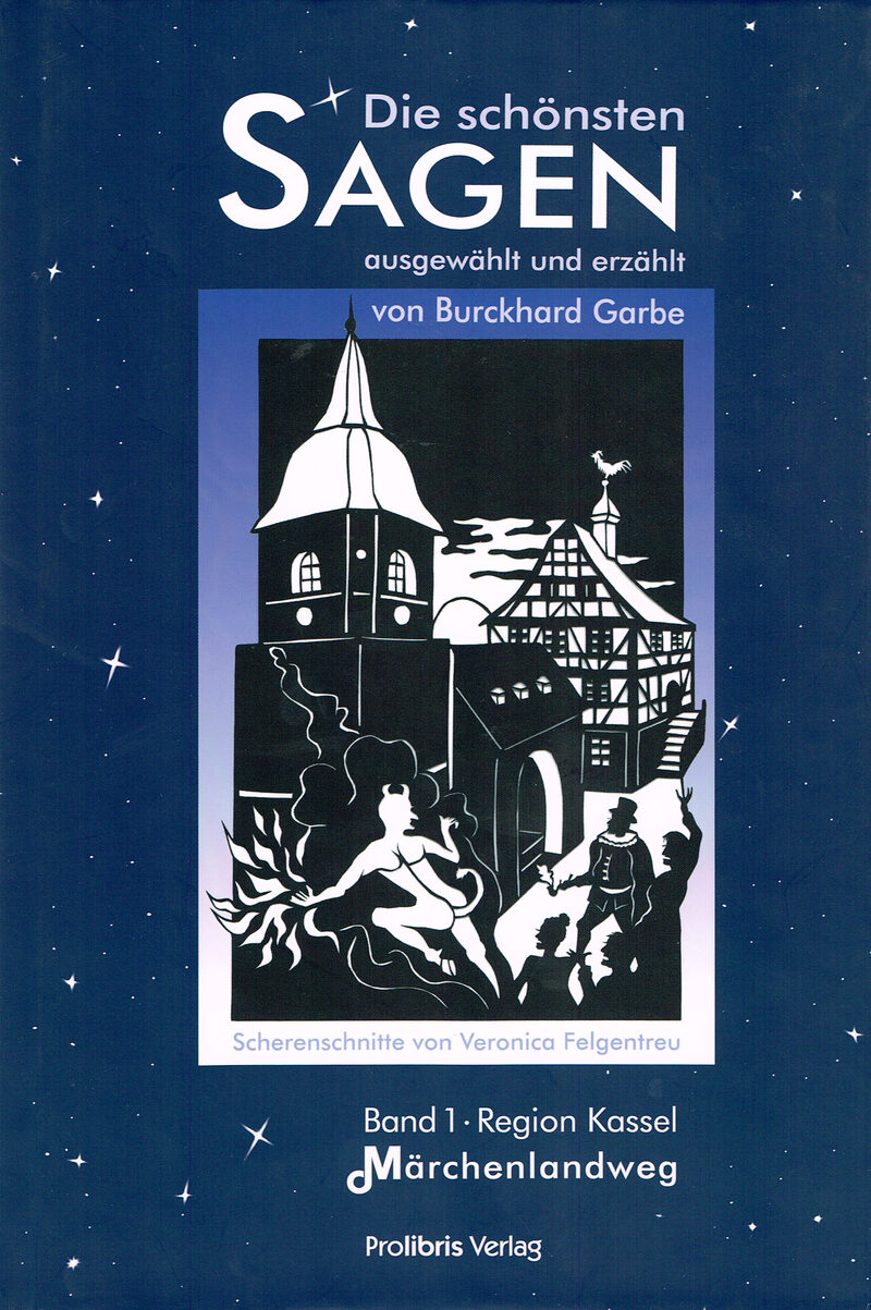 Buchcover mit Märchenfiguren und Kirche