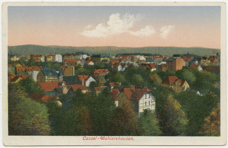 Farbige Postkarte mit der Unterschrift "Cassel-Wahlerhausen"