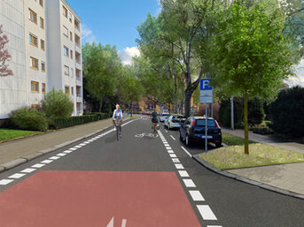 Planungsfoto der Fahrradstraße Königstor