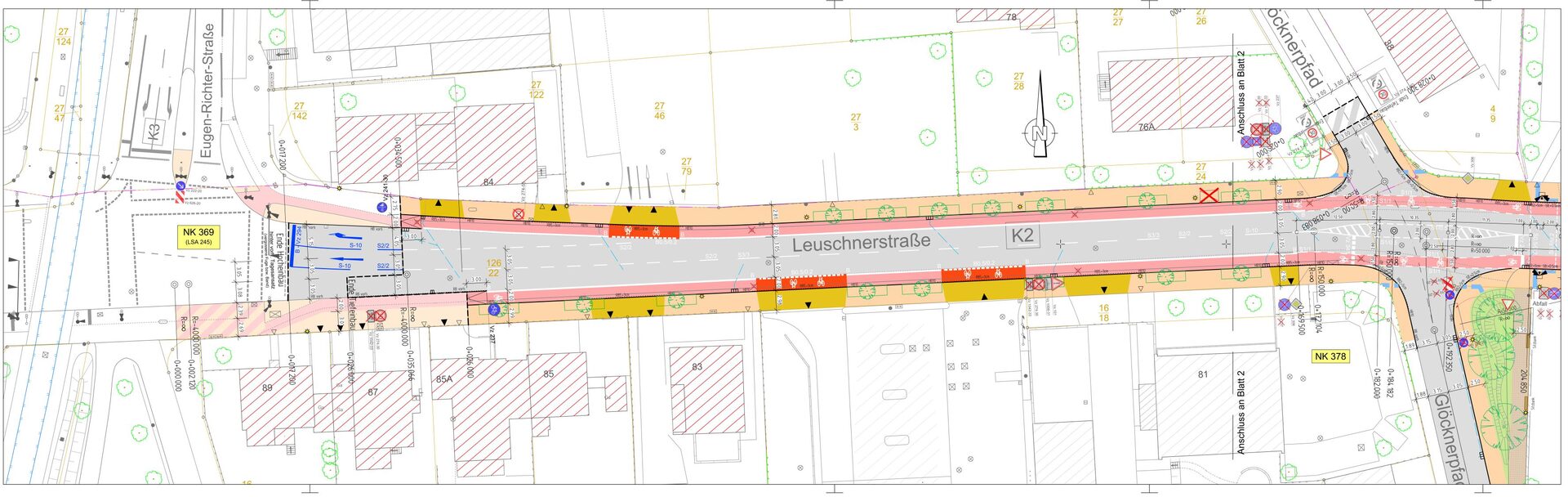 Lageplan Leuschnerstraße zwischen Eugen-Richter-Straße und Glöcknerpfad