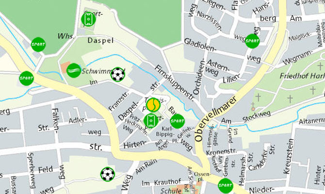 Abbildung Kartenausschnitt Sportstadtplan Kassel