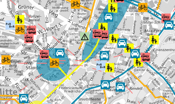 Abbildung Kartenausschnitt Verkehrsentwicklungsplan Kassel