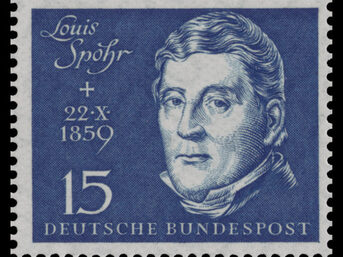 Louis Spohr auf einer Briefmarke der Deutschen Bundespost von 1959 anlässlich seines 100. Todestages.