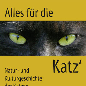 Plakat zur Sonderausstellung "Alles für die Katz" mit grünen Katzenaugen.