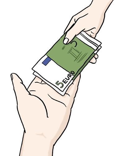 Abbildung von einer Hand mit Geld