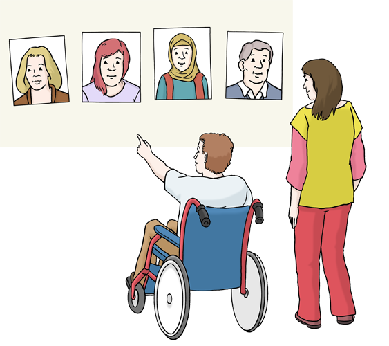 Abbildung einer Person im Rollstuhl