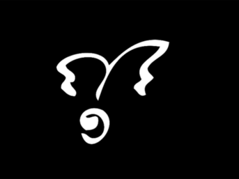 Weißes Logo der Stiftung Brückner-Kühner auf schwarzem Grund