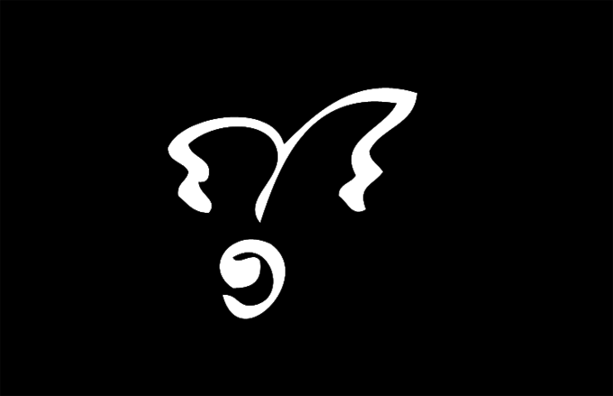Weißes Logo der Stiftung Brückner-Kühner auf schwarzem Grund