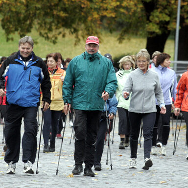 Nordic-Walking-Gruppen laufen durch Kassel